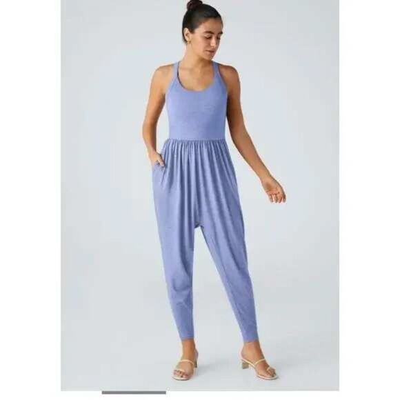 Halara jumpsuit womens large u neck pocket harem active casual workout nwt - Picture 2 of 11